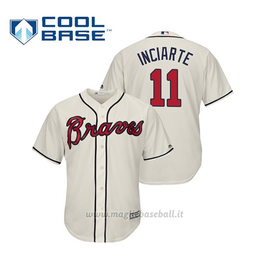 Maglia Baseball Uomo Atlanta Braves Ender Inciarte Cool Base Majestic Alternato 2019 Crema